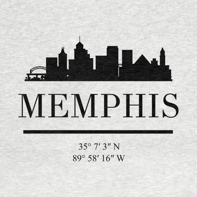 MEMPHIS TENNESSEE BLACK SILHOUETTE SKYLINE ART by deificusArt